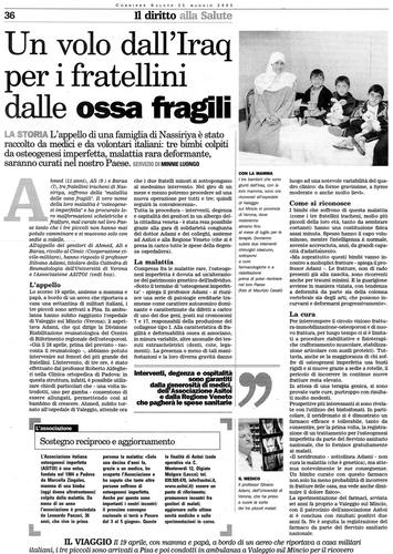 Un volo dallIraq per i fratellini dalle ossa fragili